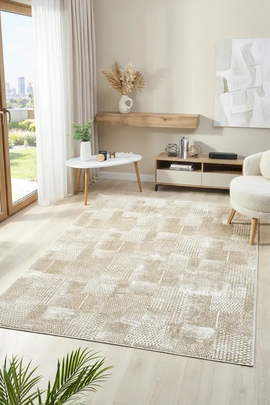 RUBY Serisi 4m2 6m2 Yolluk Salon Oturma Odası Çocuk Odası Koridor Halısı Modelleri-Kahverengi - 4