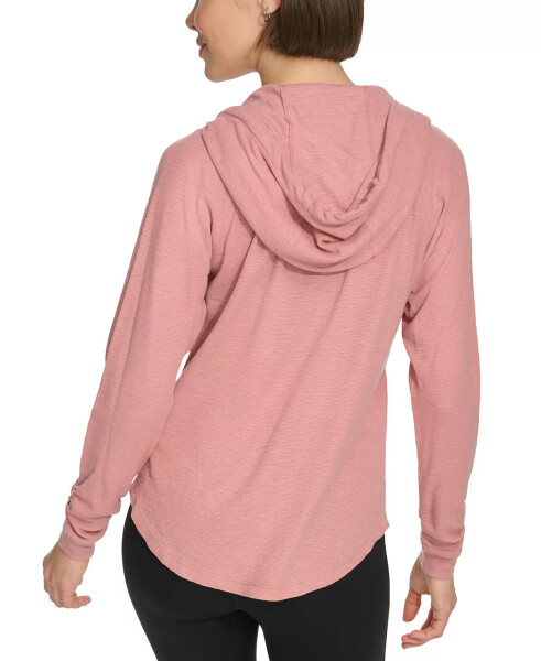 Ruched-Sleeve Zip Hoodie, XS-3X Ash Rose - 2