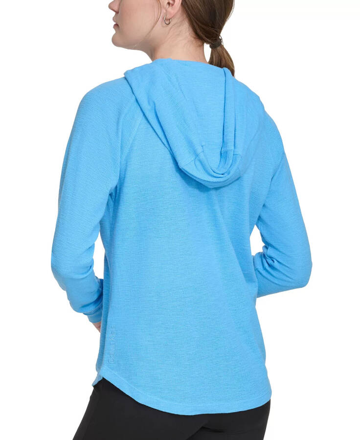 Ruched-Sleeve Zip Hoodie, XS-3X Azure Blue - 7