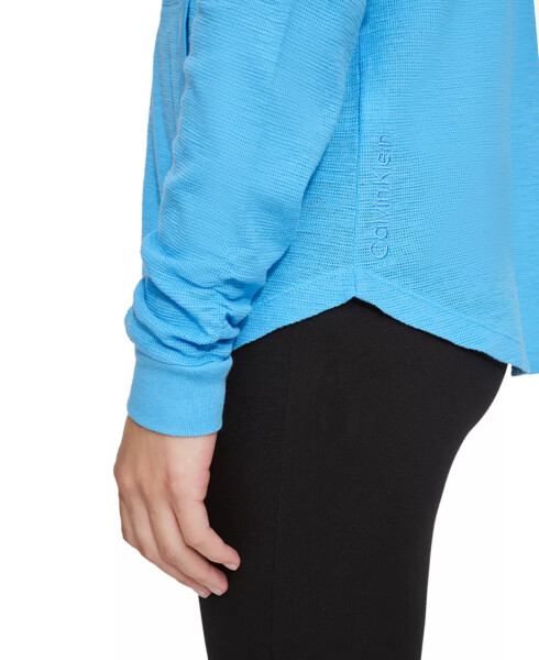 Ruched-Sleeve Zip Hoodie, XS-3X Azure Blue - 9