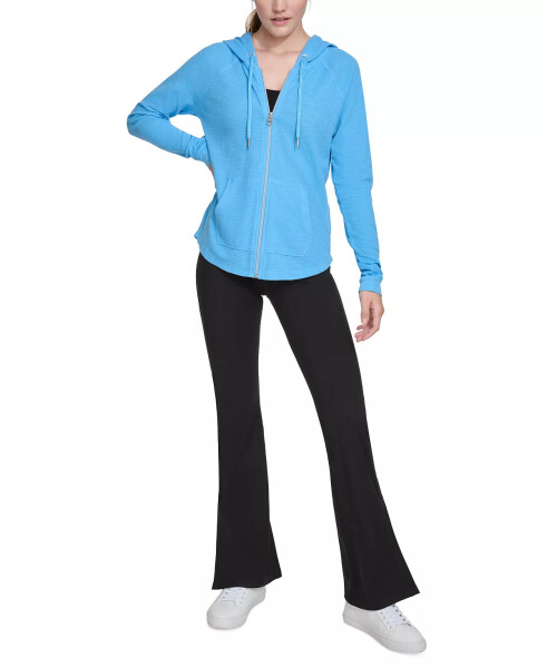 Ruched-Sleeve Zip Hoodie, XS-3X Azure Blue - 11