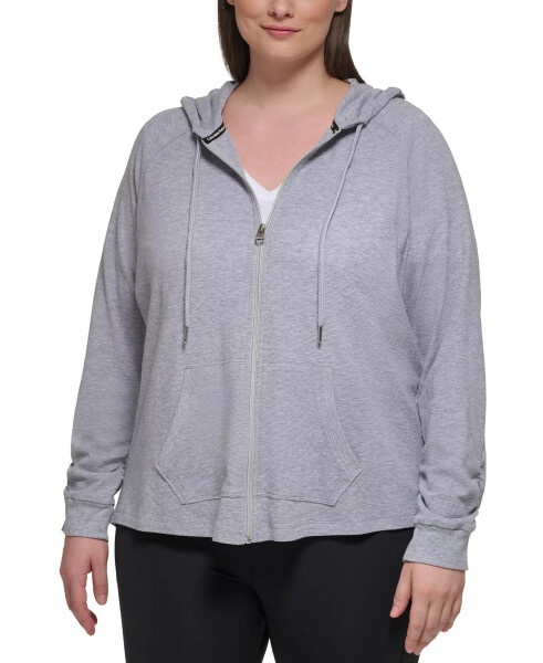 Ruched-Sleeve Zip Hoodie, XS-3X Black - 1