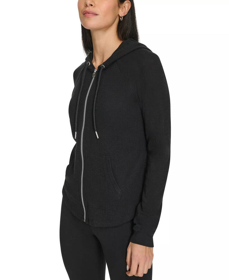 Ruched-Sleeve Zip Hoodie, XS-3X Black - 4