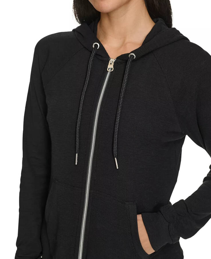 Ruched-Sleeve Zip Hoodie, XS-3X Black - 6