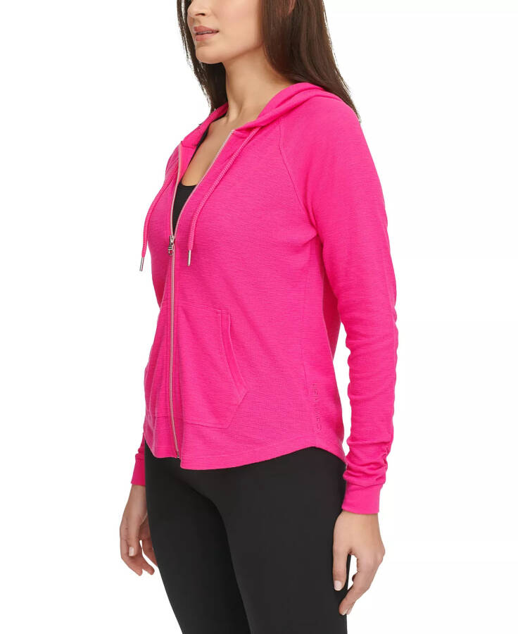 Ruched-Sleeve Zip Hoodie, XS-3X Electric Pink - 4