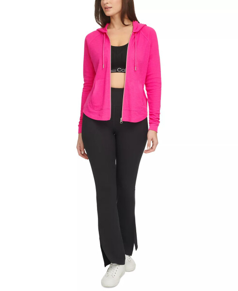 Ruched-Sleeve Zip Hoodie, XS-3X Electric Pink - 5