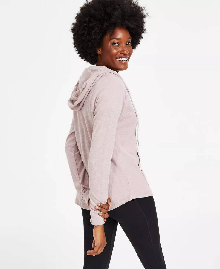 Ruched-Sleeve Zip Hoodie, XS-3X Evening Sand - 3