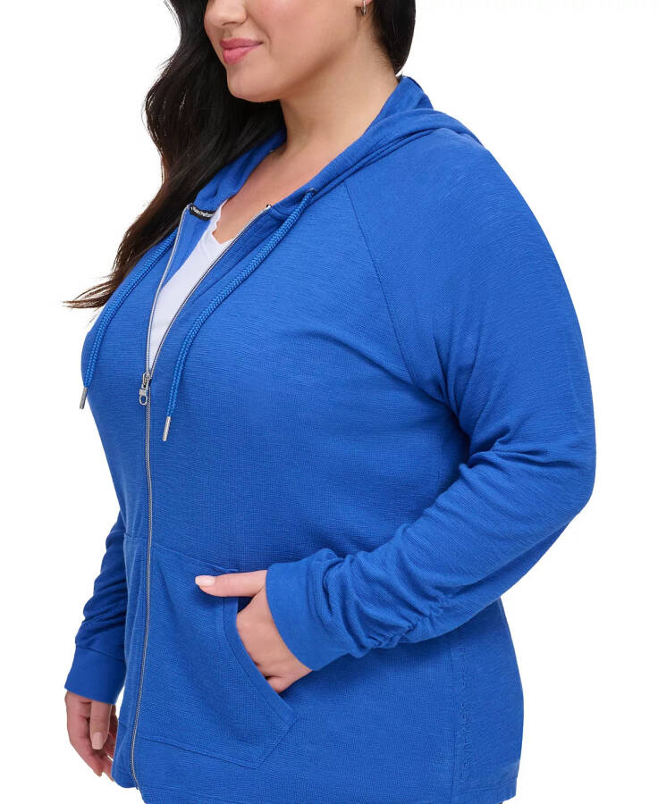 Ruched-Sleeve Zip Hoodie, XS-3X Mazarin Blue - 3