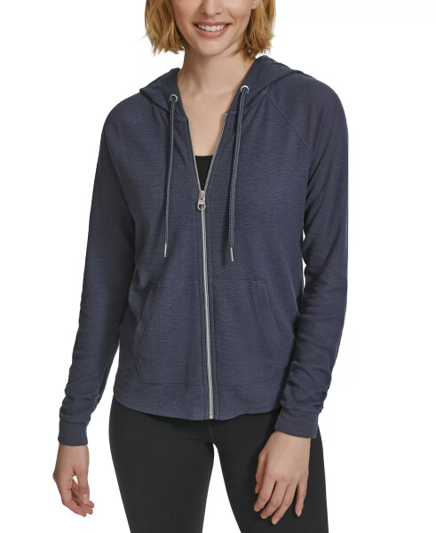 Ruched-Sleeve Zip Hoodie, XS-3X Onyx - 1