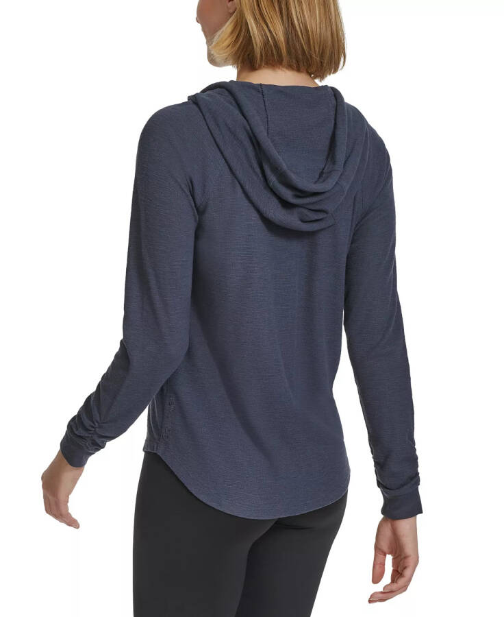 Ruched-Sleeve Zip Hoodie, XS-3X Onyx - 2