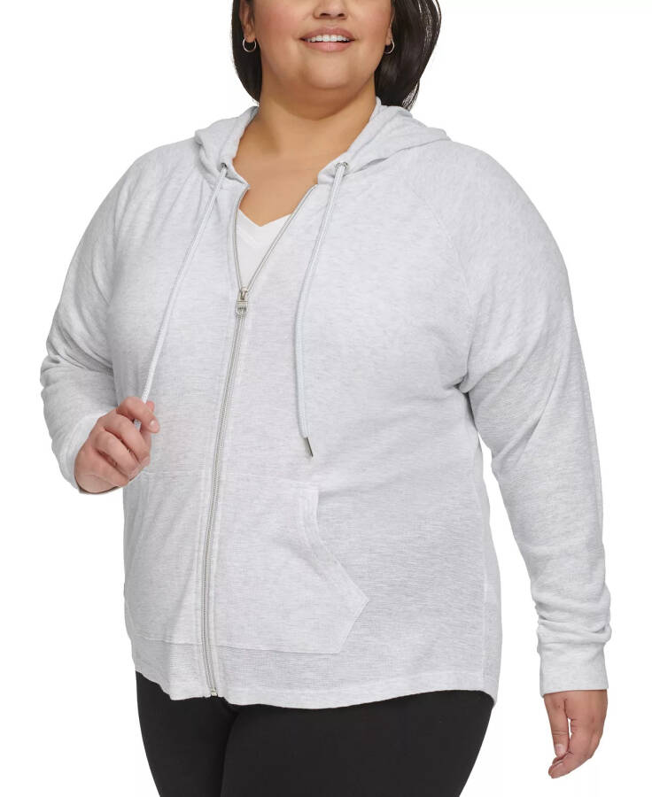 Ruched-Sleeve Zip Hoodie, XS-3X Optic Heather - 1