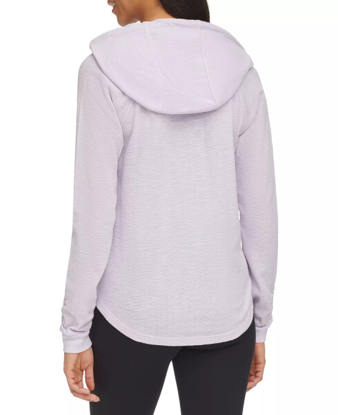 Ruched-Sleeve Zip Hoodie, XS-3X Orchid - 3