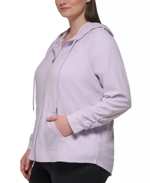 Ruched-Sleeve Zip Hoodie, XS-3X Orchid - 6