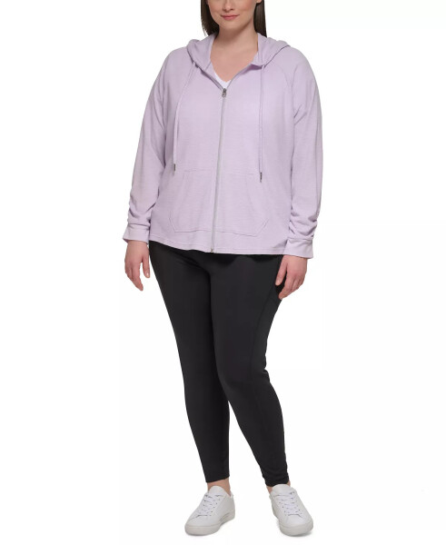 Ruched-Sleeve Zip Hoodie, XS-3X Orchid - 7