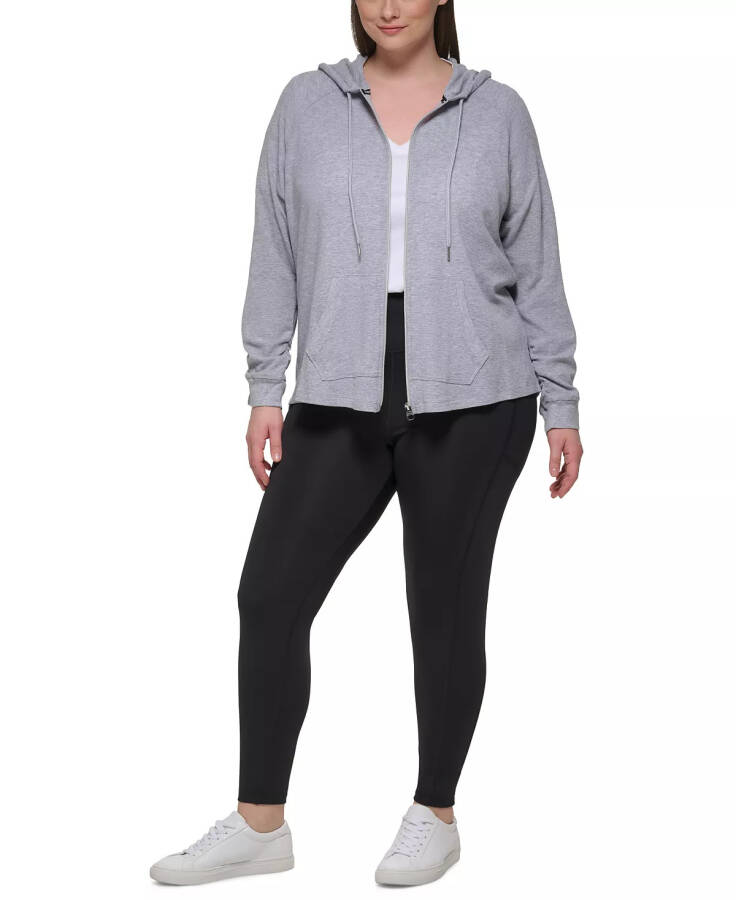 Ruched-Sleeve Zip Hoodie, XS-3X Pearl Grey Heather - 15