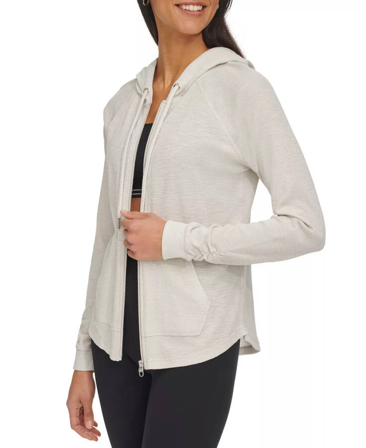 Ruched-Sleeve Zip Hoodie, XS-3X Porcini - 4