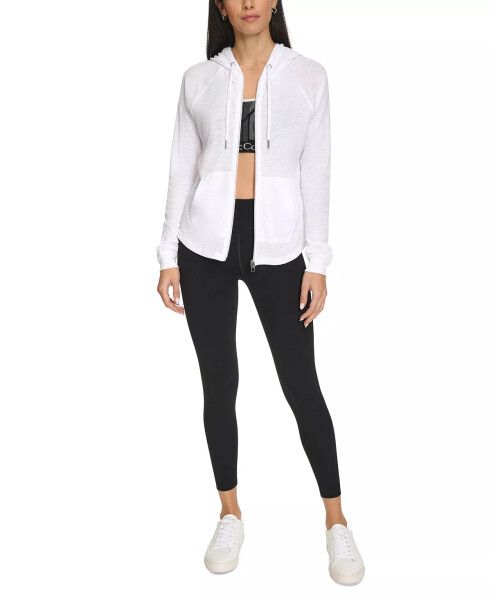 Ruched-Sleeve Zip Hoodie, XS-3X White - 1