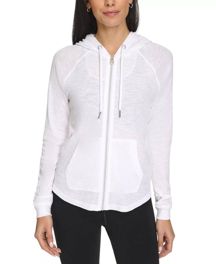 Ruched-Sleeve Zip Hoodie, XS-3X White - 3