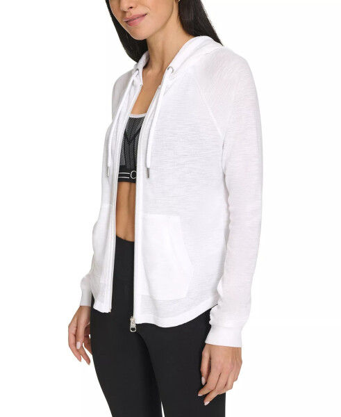 Ruched-Sleeve Zip Hoodie, XS-3X White - 5