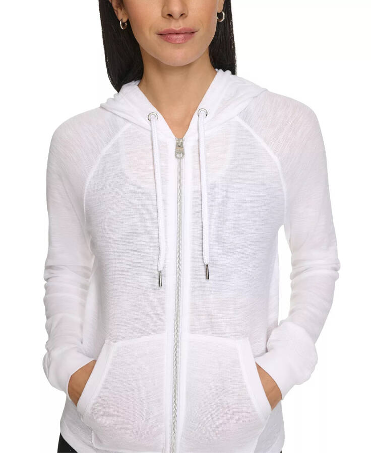 Ruched-Sleeve Zip Hoodie, XS-3X White - 6