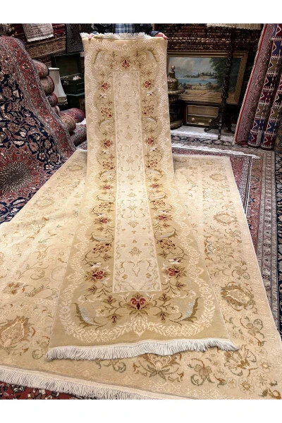 El Dokuma Ottoman uşak yolluk ipek yün karışımı 300x80 - 4