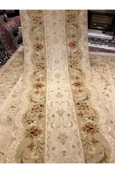 El Dokuma Ottoman uşak yolluk ipek yün karışımı 300x80 - 5