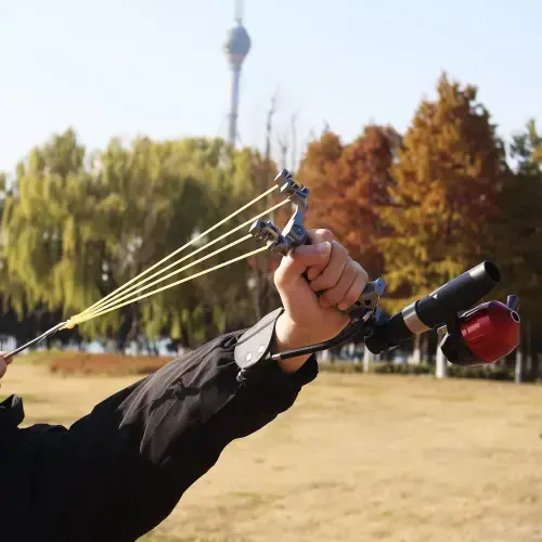 Ручная рогатка Runzkzy для стрельбы по рыбе, мощная катапульта, комплект для охоты и рыбалки. - 13