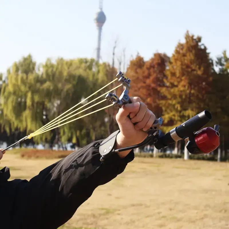 Ручная рогатка Runzkzy для стрельбы по рыбе, мощная катапульта, комплект для охоты и рыбалки. - 13