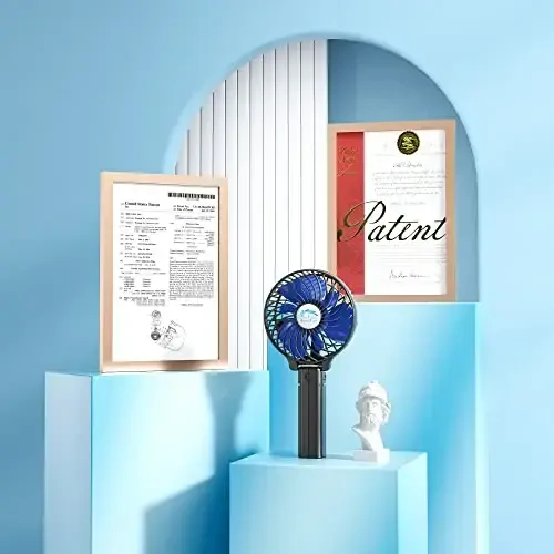 Ручной портативный вентилятор HandFan, мини-персональный вентилятор, аккумуляторный перезаряжаемый, складной на 180°, USB, для дома, офиса, улицы, походов, путешествий, коляски (черно-синий) - MODAZONE (1)