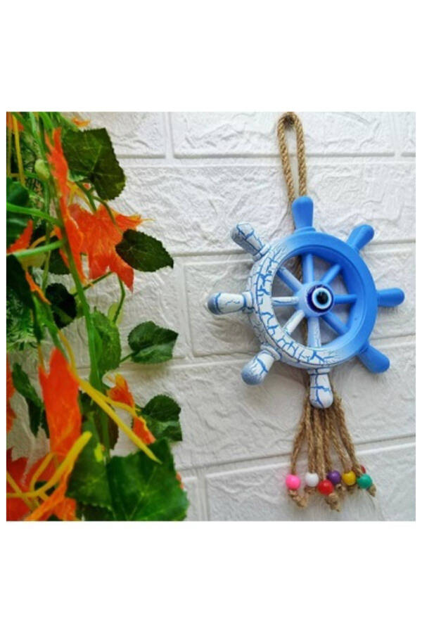 Rudder Figured Nazar Bead Jute Rope Terrace Garden Balcony Summer House Wall Decoration - 10