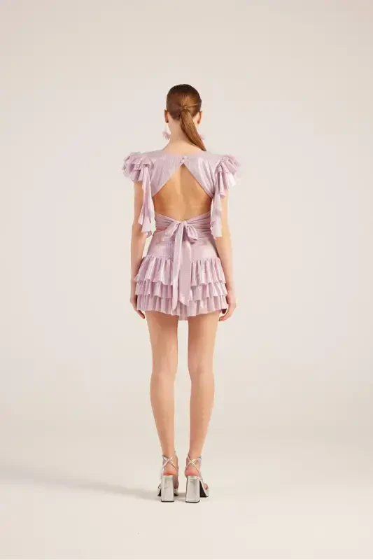 Ruffle Detail Skirt Blouse Nana Set Pink - 5