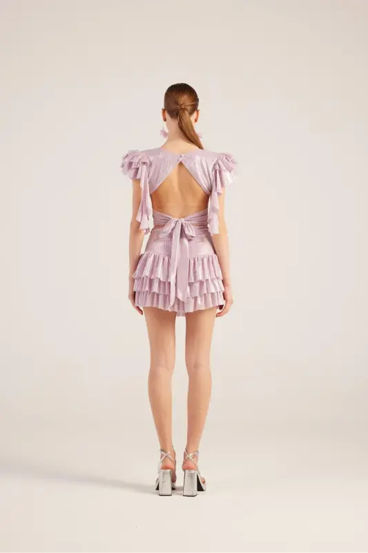 Ruffle Detail Skirt Blouse Nana Set Pink - 12
