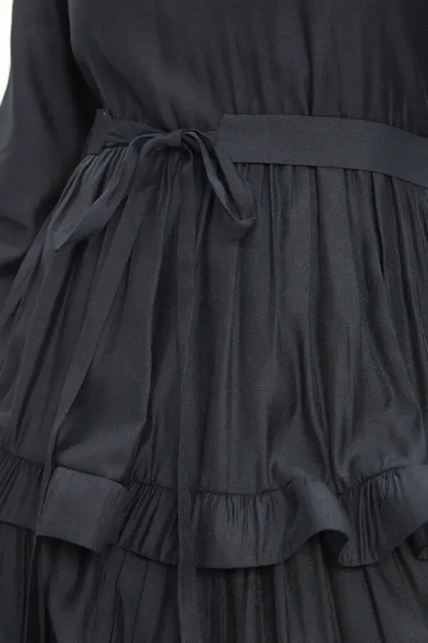 Ruffle Hem Tiered Maxi Skirt Dress with Self Belt 40244 - 3