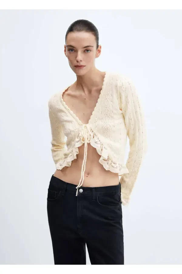 Ruffle Knotted Cardigan - 1