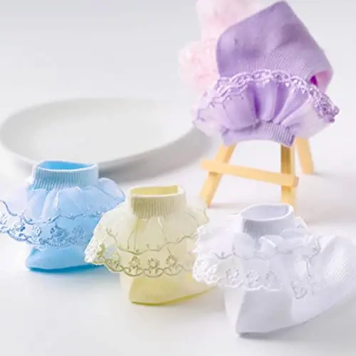 Ruffle paypoqlar - Frilly dantel sovg'alar, yangi tug'ilgan chaqaloqlar uchun dantelli paypoqlar - 3