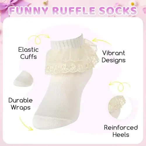 Ruffle paypoqlar - Frilly dantel sovg'alar, yangi tug'ilgan chaqaloqlar uchun dantelli paypoqlar - 3