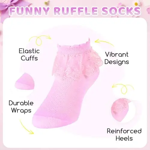 Ruffle paypoqlar - Frilly krujeva sovg'alar, yangi tug'ilgan chaqaloqlar uchun krujeva paypoqlar - 4