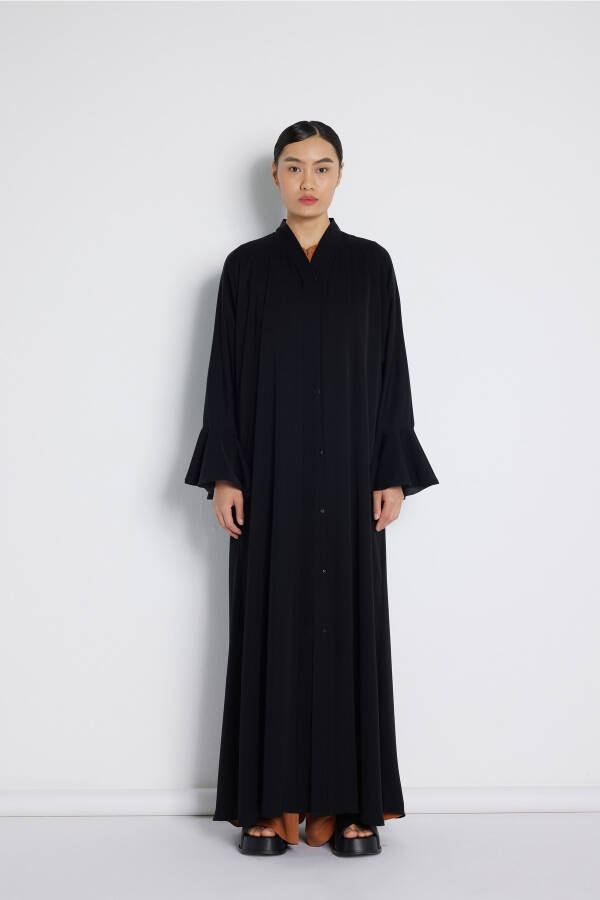 Ruffle Sleeve Abaya Black - 1