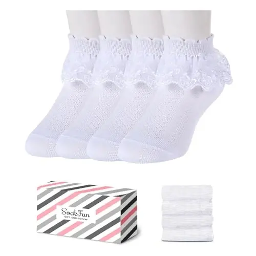 Ruffle Socks - Frilly Lace Gifts, Lace Socks For Newborn Infant Toddler Kids Girl - 2