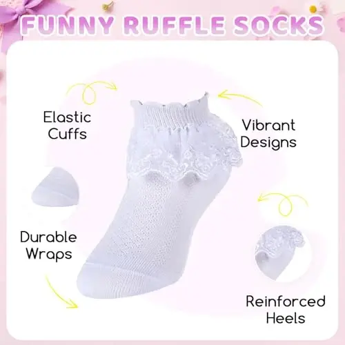 Ruffle Socks - Frilly Lace Gifts, Lace Socks For Newborn Infant Toddler Kids Girl - 3
