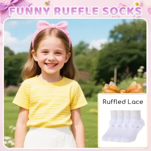 Ruffle Socks - Frilly Lace Gifts, Lace Socks For Newborn Infant Toddler Kids Girl - 6