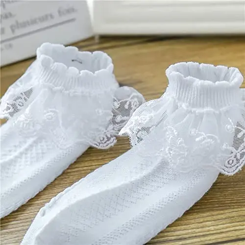 Ruffle Socks - Frilly Lace Gifts, Lace Socks For Newborn Infant Toddler Kids Girl - 4