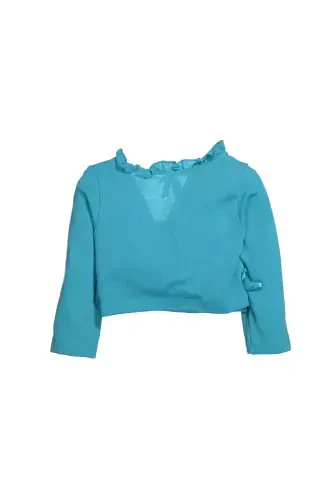 Ruffled Crossover Cardigan (6 months-3 years)-TURQUOISE - 1