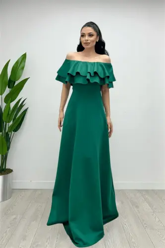 Ruffled Dress - EMERALD GREEN - BÜYÜKBEDENIZ (1)