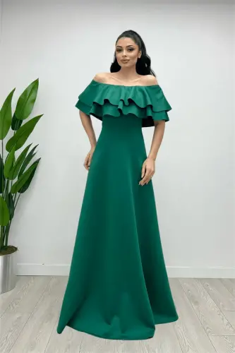 Ruffled Dress - EMERALD GREEN - 4