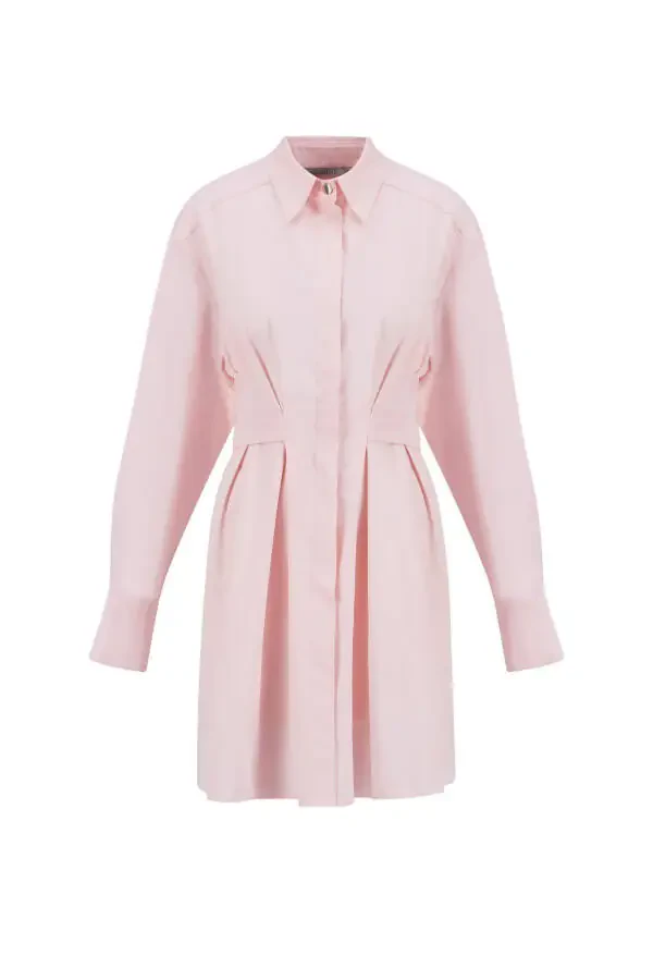 Ruffled Natural Fabric Tunic 24k4300 Pink - 6