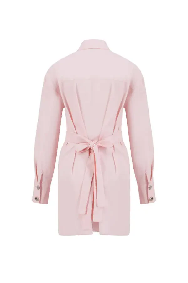 Ruffled Natural Fabric Tunic 24k4300 Pink - 7