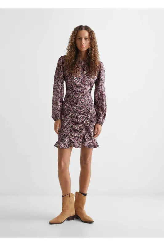 Ruffled pattern dress-Pink - 2