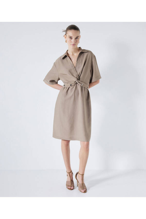 Ruffled Shirt Collar Dress - 27