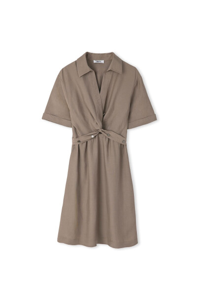 Ruffled Shirt Collar Dress - 20